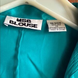 MSB Blouse Teal Silk Blouse